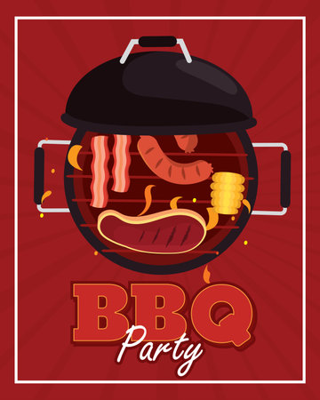 Charcoal grill top BBQ. Vector illustrationのイラスト素材