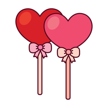 Heart lollipops with bows. Vector illustrationのイラスト素材