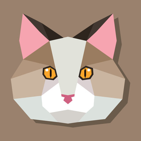 Low poly cat head front. Vector illustrationのイラスト素材