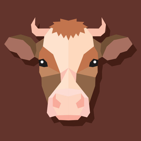 Low poly cow head front. Vector illustrationのイラスト素材