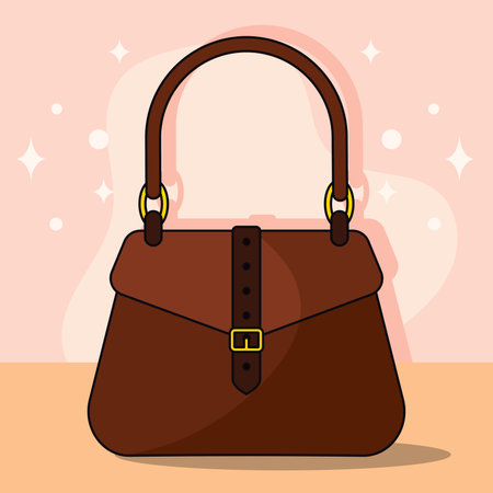 Elegant colored leather handbag. Vector illustrationのイラスト素材