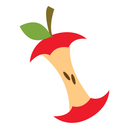 Apple core with leaf. Vector illustrationのイラスト素材