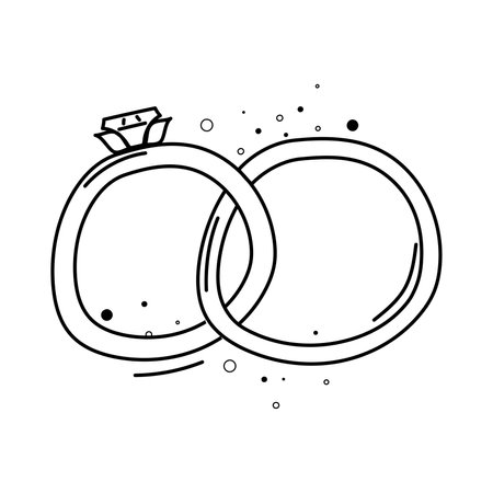 Wedding rings outline. Vector illustrationのイラスト素材
