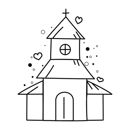 Church wedding scene. Vector illustrationのイラスト素材