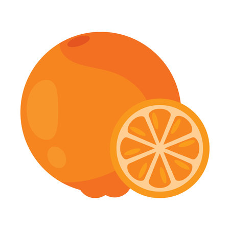 Orange fruit flat icon. Vector illustrationのイラスト素材