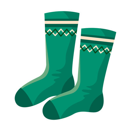 Colored winter socks. Vector illustrationのイラスト素材