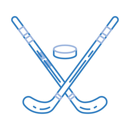 Hockey sticks puck icon. Vector illustrationのイラスト素材