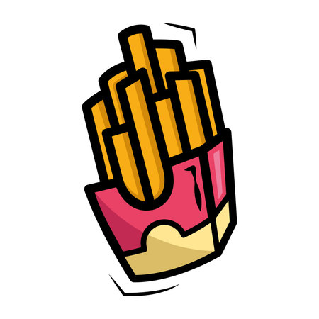 Crispy fries in red packet. Vector illustrationのイラスト素材
