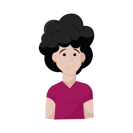 Curly hair woman. Vector illustration