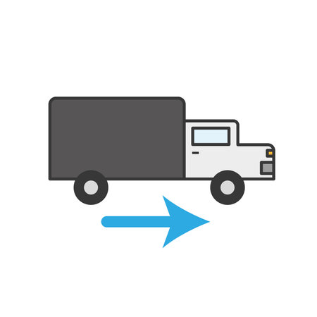 Moving truck with right arrow. Vector illustrationのイラスト素材