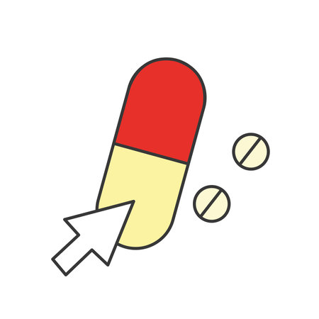 Pill with cursor click. Vector illustrationのイラスト素材