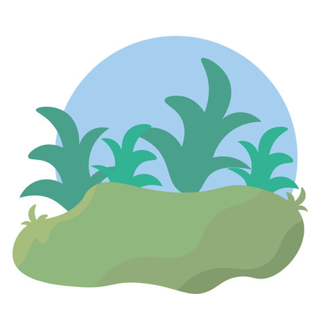 Grass and blue leaves. Vector illustrationのイラスト素材