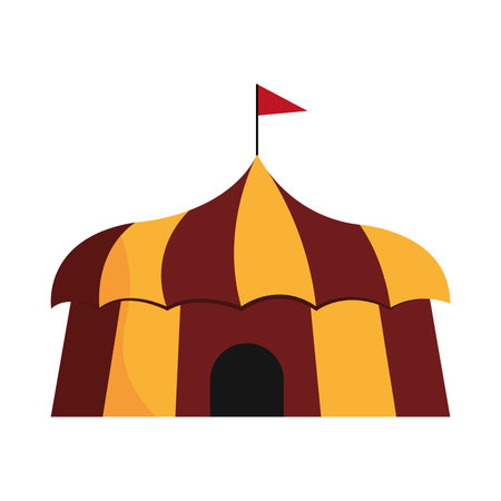 Circus tent with red flag. Vector illustrationのイラスト素材