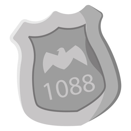 Silver police badge icon. Vector illustrationのイラスト素材