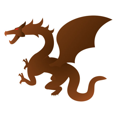Flying brown dragon. Vector illustrationのイラスト素材