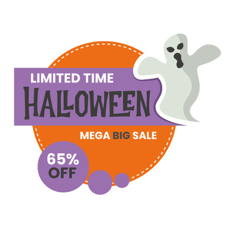 Isolated halloween discount label with a ghost Vector illustrationのイラスト素材