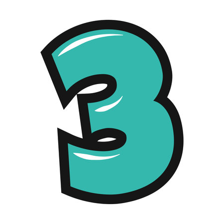 Bold cartoon number three. Vector illustrationのイラスト素材