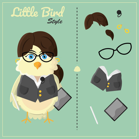 Office bird outfit pieces. Vector illustrationのイラスト素材