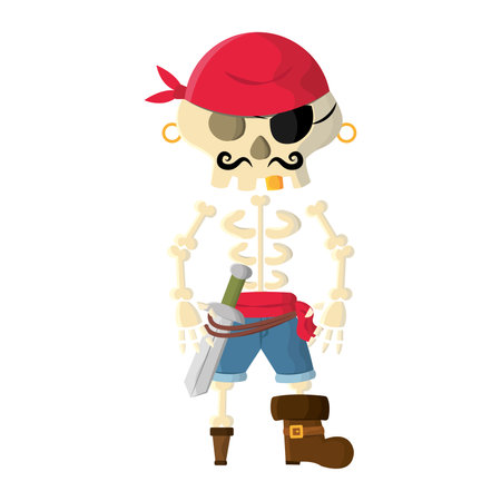Pirate skeleton costume style. Vector illustrationのイラスト素材