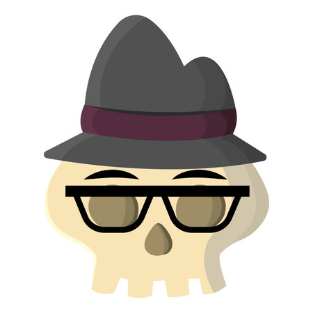 Skull with suit and fedora hat. Vector illustrationのイラスト素材