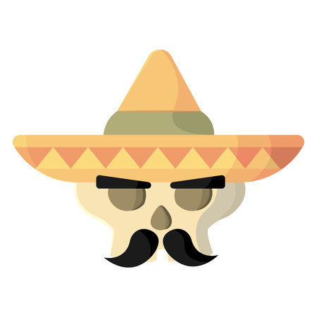 Skull Mustache Sombrero Attitude. Vector illustrationのイラスト素材