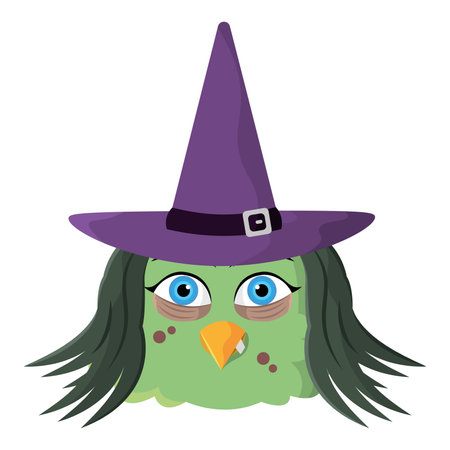 Witch Owl Cute Cartoon Character. Vector illustrationのイラスト素材