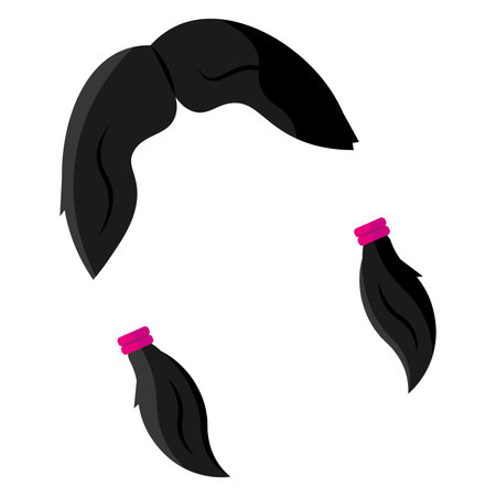 Black cartoon pigtails hairstyle. Vector illustrationのイラスト素材
