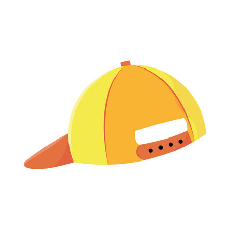 Yellow and orange cap backwards. Vector illustrationのイラスト素材