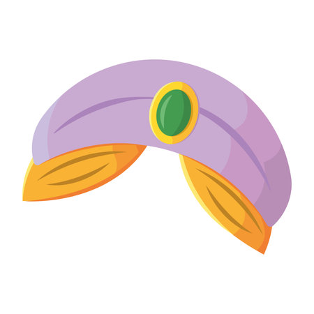 Purple turban with green gem. Vector illustrationのイラスト素材