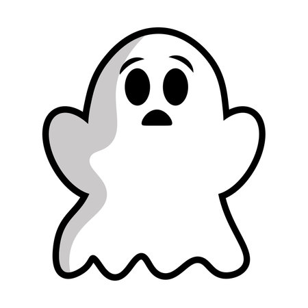 Cute scared halloween ghost character Vector illustrationのイラスト素材