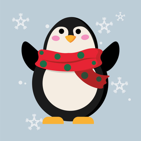 Cute christmas penguin character Vector illustrationのイラスト素材