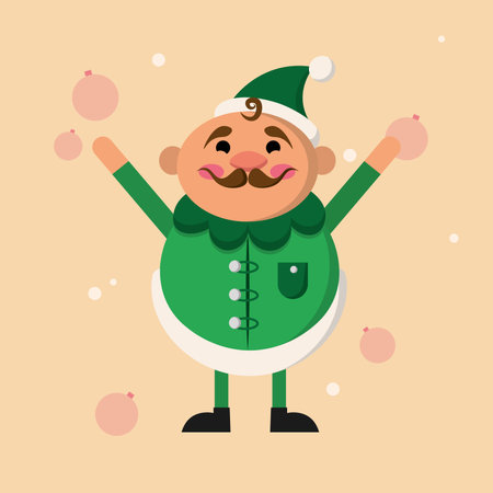 Cute christmas elf character Vector illustrationのイラスト素材