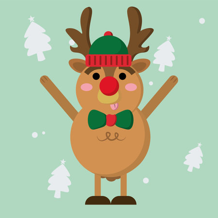Cute christmas reindeer character Vector illustrationのイラスト素材
