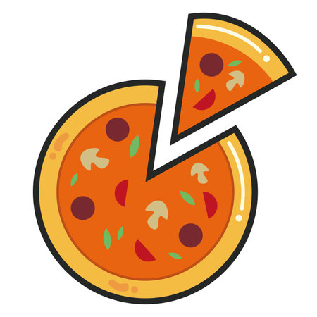 Pizza with slice lifted. Vector illustrationのイラスト素材