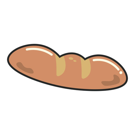 Long cartoon bread loaf. Vector illustrationのイラスト素材