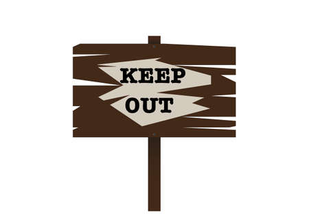 A traditional wooden  keep out  signのイラスト素材