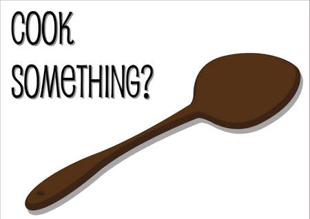 A wooden spoon with a caption isolated on a white backgroundのイラスト素材