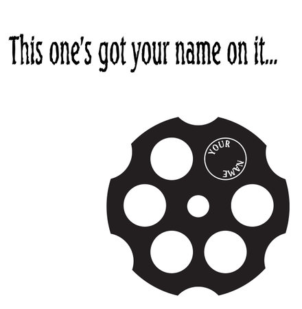 A revolver silhouette with a caption isolated on a white backgroundのイラスト素材