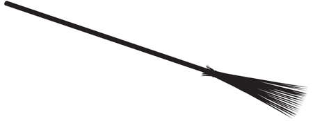 A witch s broomstick silhouette isolated on a white backgroundのイラスト素材