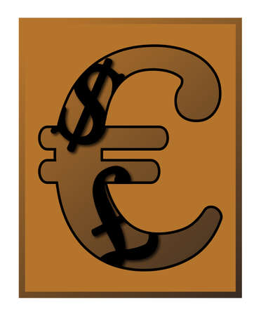 A currency design with pounds and dollars in a euro outlineのイラスト素材