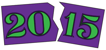 A 2015 colorful / colourful design isolated on a white backgroundのイラスト素材