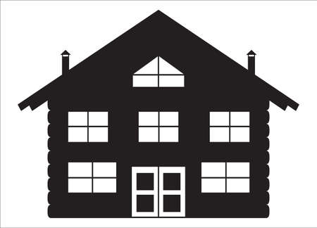 A log chalet silhouette isolated on a white backgroundのイラスト素材