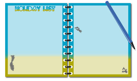 A holiday list notepad with pen isolated on a white backgroundのイラスト素材