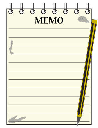 A memo notepad with a pencil isolated on a white backgroundのイラスト素材