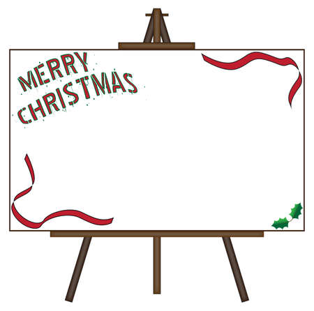 Christmas Canvas on easel isolated on a white backgroundのイラスト素材