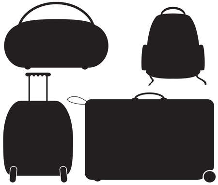Luggage silhouettes isolated on a white backgroundのイラスト素材