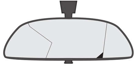 A smashed car rear view mirror isolated on a white backgroundのイラスト素材