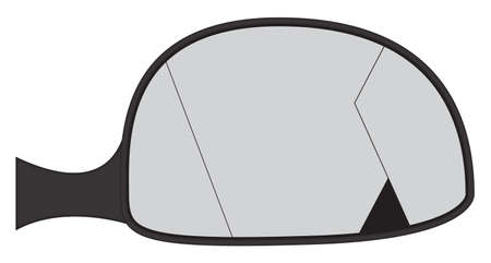 A cracked car side mirror isolated on a white backgroundのイラスト素材