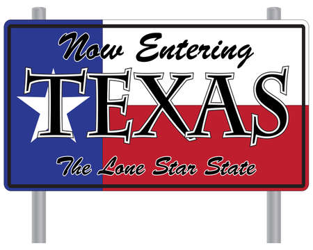 A now entering Texas signpost isolated on a white backgroundのイラスト素材