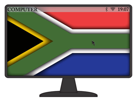 A mouse arrow or cursor on a South Africa computer screen isolated on a white background
